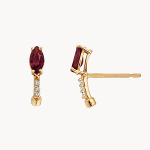 OHRRINGE MIT ZIRKONIA UND RUBIN MARQUISE ANAIS
