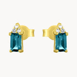 Pendientes Oro 18 kilates con topacio London Blue y diamantes Briseida