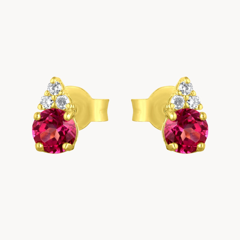 Pendientes Oro 18 kilates con topacio rosa y diamantes Cleo