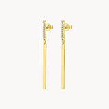 Pendientes Oro 18 kilates doble barra circonitas y oro liso Clio