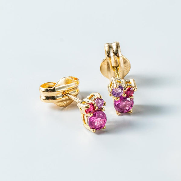 Pendientes Oro 18kt amatista, topacio rosa y rodolita Shelby