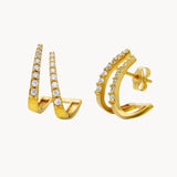 Pendientes Oro 18kt bandas con circonitas Noelia