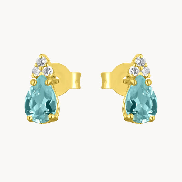 Pendientes Oro 18kt topacio azul y diamantes Enora