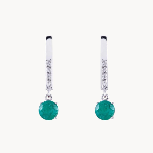 Pendientes Oro blanco 18kt esmeralda y diamantes Hadiya