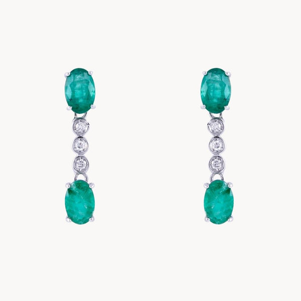 Pendientes Oro blanco 18kt esmeraldas y diamantes Abir