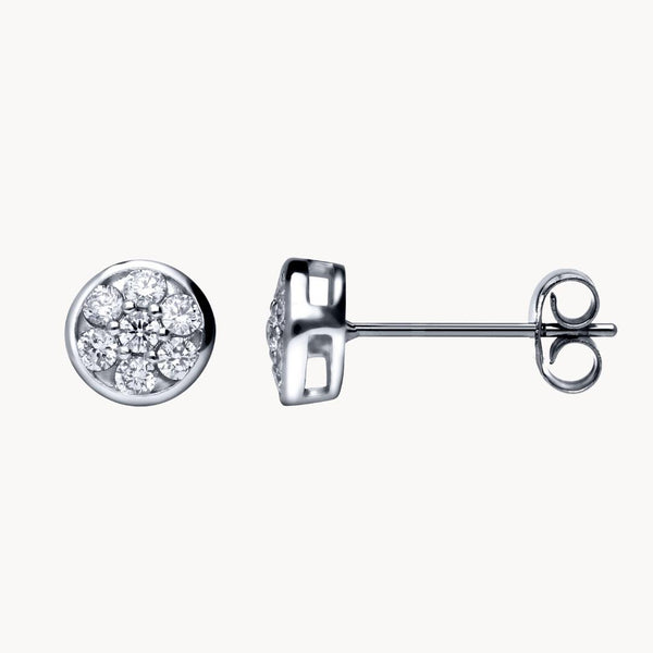 Pendientes Oro blanco 18kt roseta diamantes chaton 0.56 quilates Caitlin
