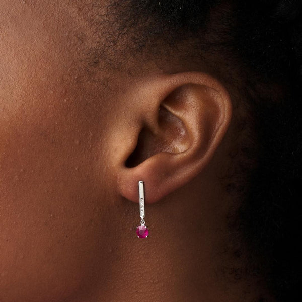 Pendientes Oro blanco 18kt con rubi y diamantes Hadiya