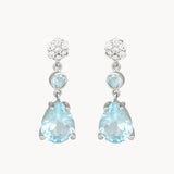 Pendientes Oro blanco 18kt topacios azules y diamantes Cayetana