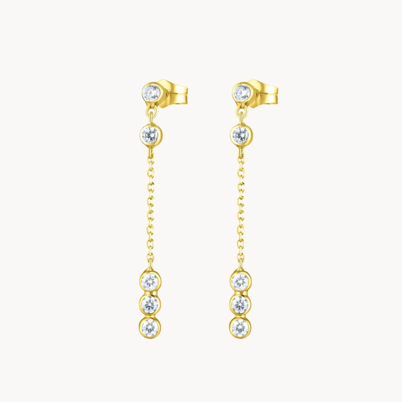 Pendientes largos Oro 18 kilates cadena y circonitas Electra