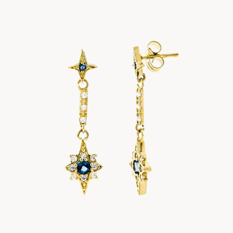 Pendientes largos Oro 18kt estrella de Orion Brisa