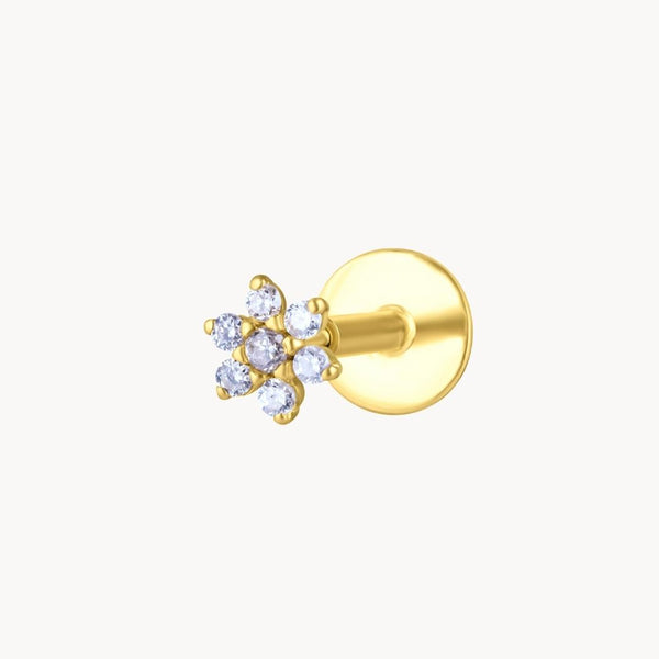 Piercing oro 18 kilates flor con diamantes irina
