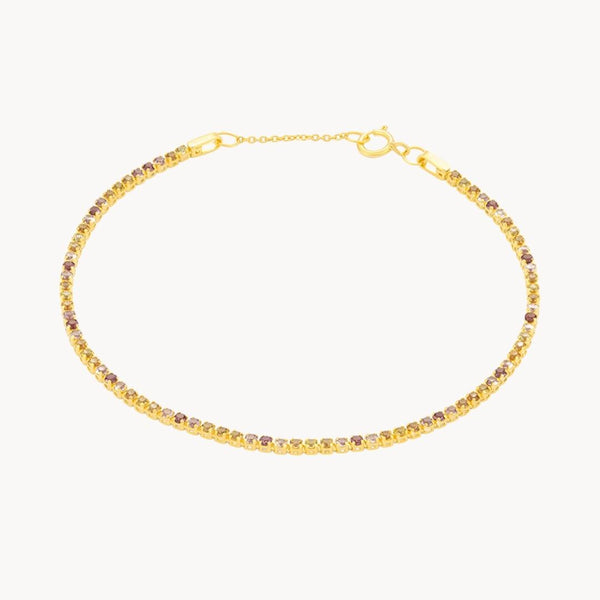Pulsera Oro 18 kilates Riviere rodolitas y zafiros fantasía Bibiana