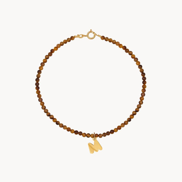 TIGER EYE BALL BRACELET WITH INITIAL