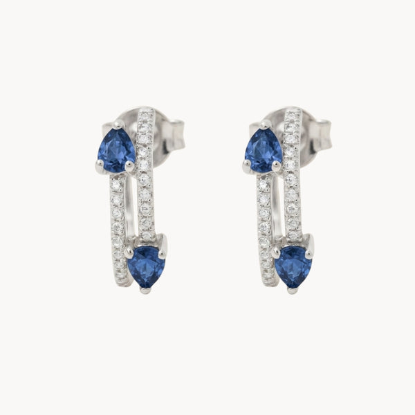 PENDIENTES DOBLE ARO ZAFIROS CON DIAMANTES ROSELLA