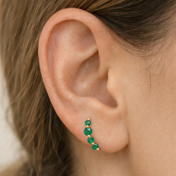 CLIMBER EARRINGS WITH EMERALDS LAURIE