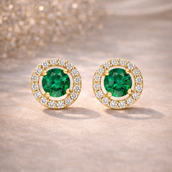 PENDIENTES ESMERALDA Y ORLA DE DIAMANTES HOLLIE