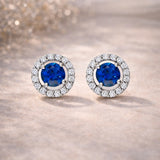 PENDIENTES ZAFIRO Y ORLA DE DIAMANTES HOLLIE