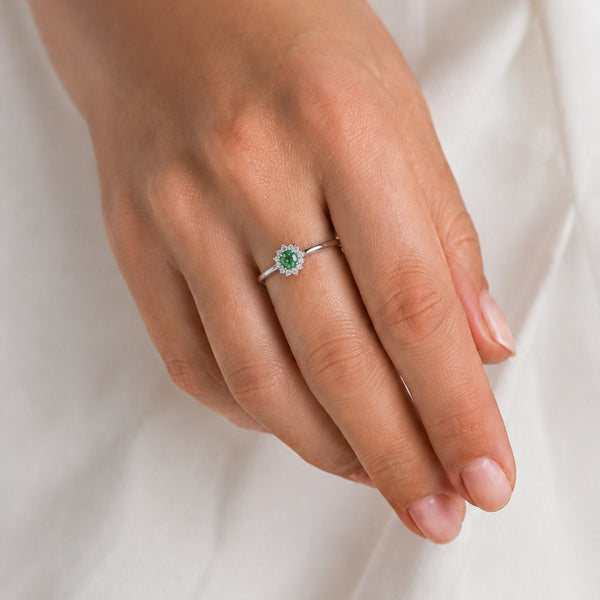 Diane Emerald-Cut Ring with a Lab-Grown Diamond Halo