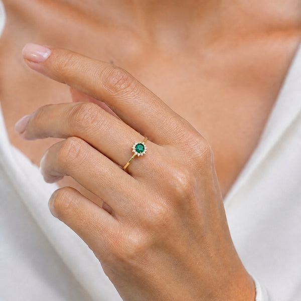 Diane Emerald-Cut Ring with a Lab-Grown Diamond Halo