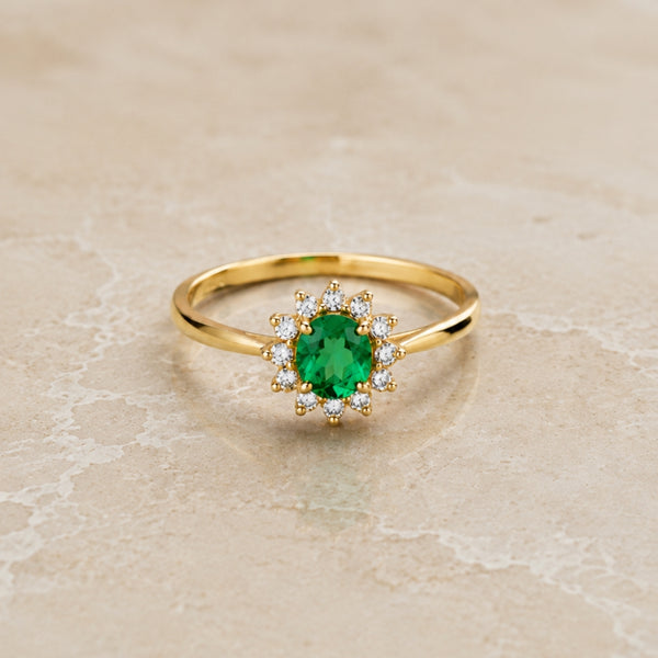 Diane Emerald-Cut Ring with a Lab-Grown Diamond Halo