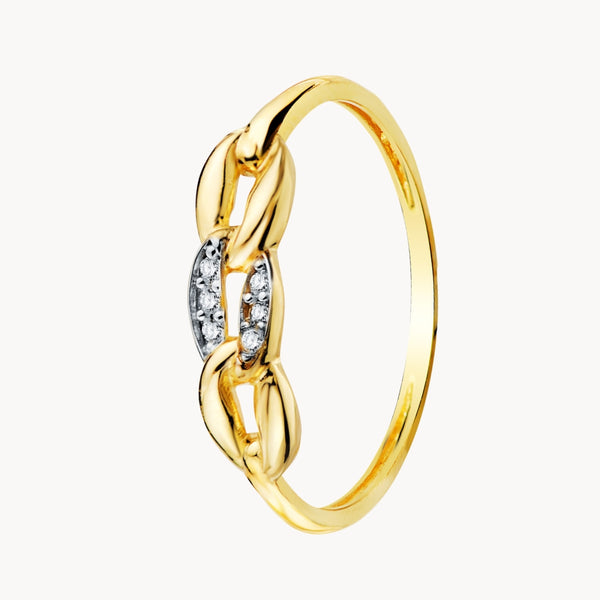 Three-Link Chain Ring with Cubic Zirconia Stones