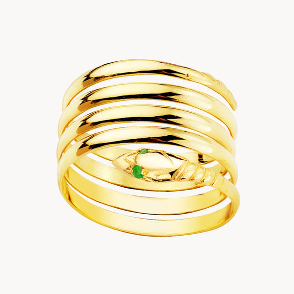 ANILLO CUATRO VUELTAS SERPIENTE CON ESMERALDAS