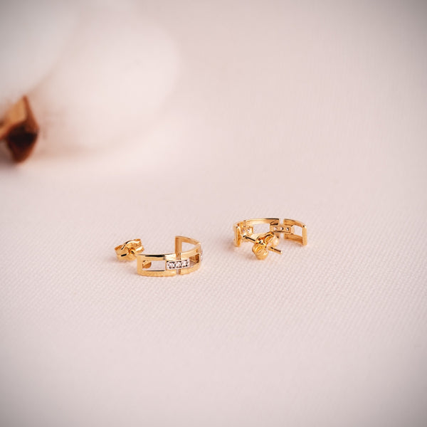 BRINCOS DE ARGOLA ÂNCORA PENDENTES COM ZIRCÕES
