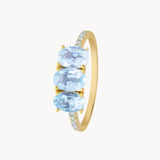 ANEL DE ÁGUA-MARINHA E DIAMANTES KAELEA