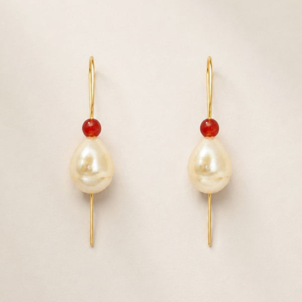 PENDIENTES PERLAS BARROCAS Y JADE ROJA LEIGH