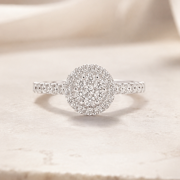 DOUBLE HALO RING WITH NATURAL DIAMONDS