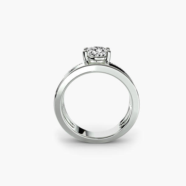 Solitaire de Aro Largo com Pavé