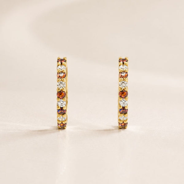 PENDIENTES AROS RUBIES Y DIAMANTES