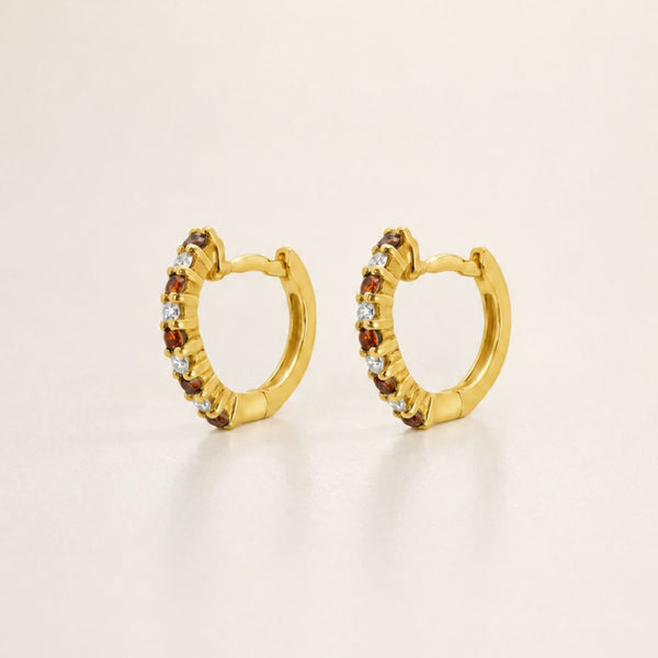 PENDIENTES AROS RUBIES Y DIAMANTES