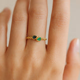 ANILLO BOLAS ESMERALDA Y ZAFIRO SILA