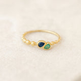 ANILLO BOLAS ESMERALDA Y ZAFIRO SILA