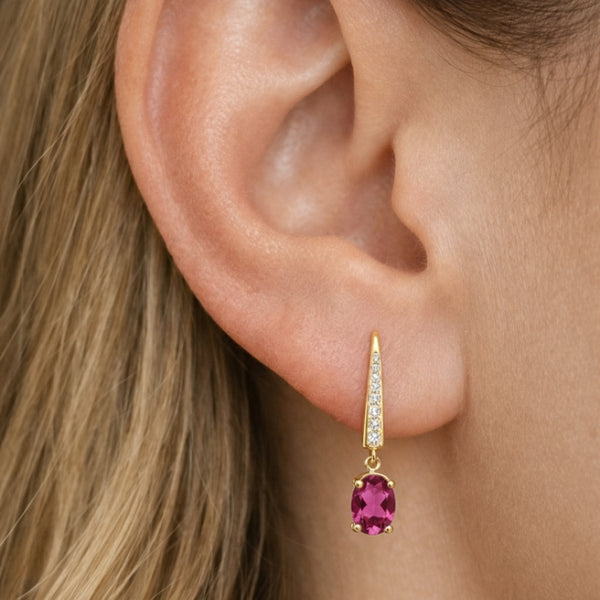 BRINCOS COM TOPÁZIO ROSA E ZIRCÓNIAS GERALDINE