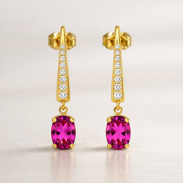 BRINCOS COM TOPÁZIO ROSA E ZIRCÓNIAS GERALDINE