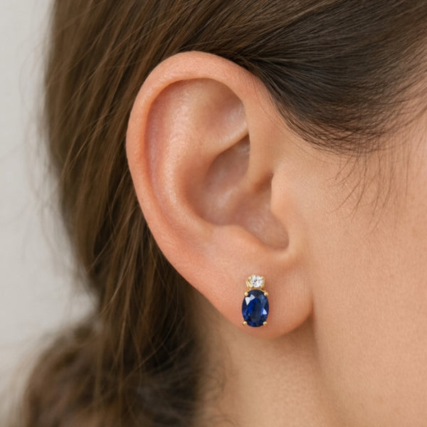 BRINCOS DE SAFIRA E DIAMANTES FENNA