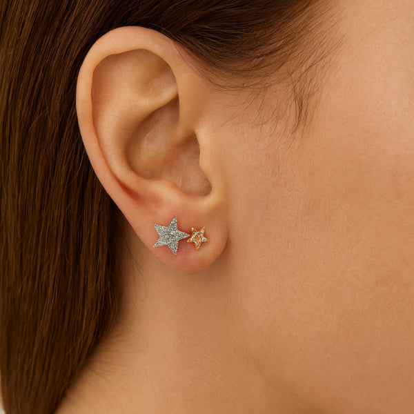 PENDIENTES BICOLOR ESTRELLAS CON DIAMANTES AMBROSIA