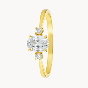 ANILLO TOPACIO BLANCO Y DIAMANTES PIEDRA DE CUMPLEAÑOS ABRIL