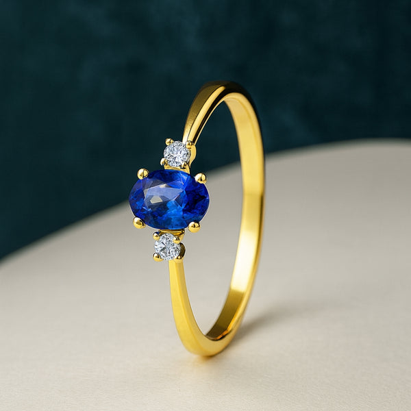 ANILLO TANZANITA Y DIAMANTES PIEDRA DE CUMPLEAÑOS DICIEMBRE