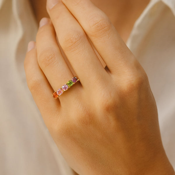 ANILLO CARRIL CON CIRCONITAS DE COLOR ANNE