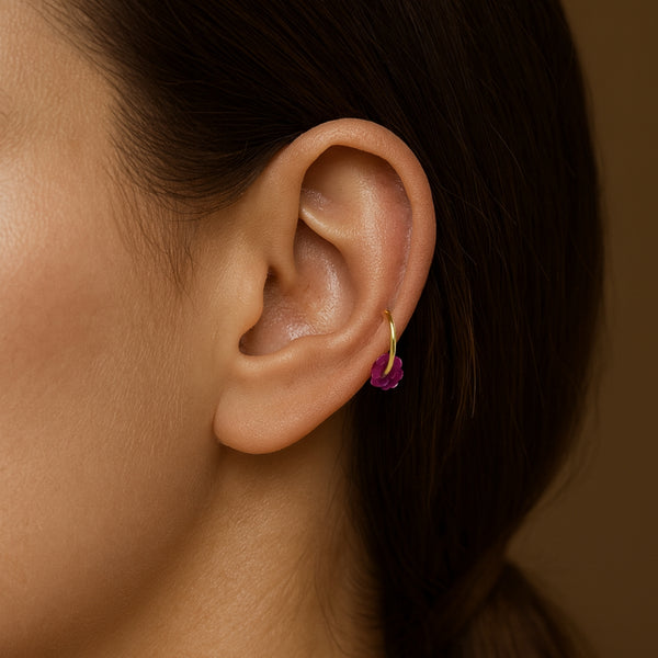 ARO PARA HELIX CON PIEDRA ROSA NAROA
