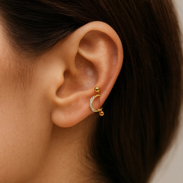 PIERCING OREJA LUNA CON CIRCONITAS BRIANNA