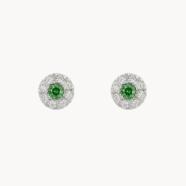 Emerald Earrings with Diamond Halo