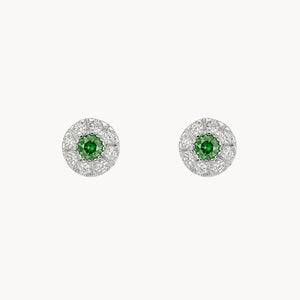 PENDIENTES ESMERALDA Y ORLA DE DIAMANTES
