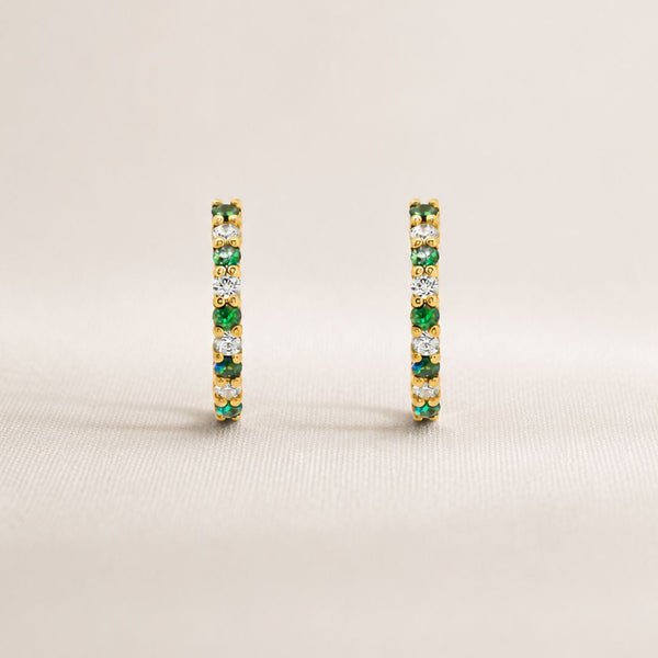 PENDIENTES AROS ESMERALDA Y DIAMANTES