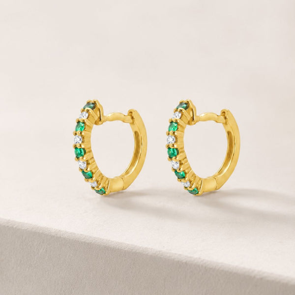 PENDIENTES AROS ESMERALDA Y DIAMANTES