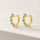 PENDIENTES AROS ESMERALDA Y DIAMANTES