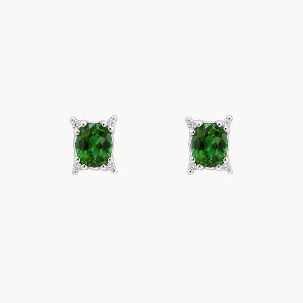 PENDIENTES GRANATE TSAVORITA Y DIAMANTES